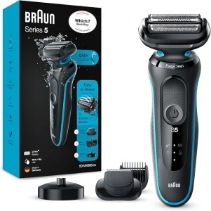 Braun Series 5 Electric Shaver, with Beard Trimmer, Charging Stand, Wet & Dry, 100% Waterproof, Easy Clean System, 2 Pin Bathroom Plug, 50-M4500cs, Mint Razor