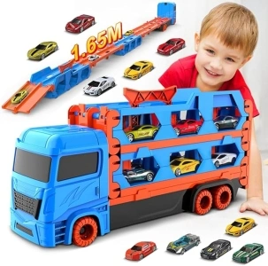 VATOS Transport Truck Toys Cars for Boys Ages 3 4 5 6, Portable Truck Toy with 6 Race Cars, Best Gift Carrier Vehicles Toys Set for Kids