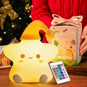 Cute Star Night Light Kids Christmas Gifts for Kids,16 Colors+Remote Baby Night Light, 5 Brightness Star Light, Rechargeable Kids Night Light Bedroom,Cute Lamp Teenage Girls Gifts,Cute Baby Gifts Girl