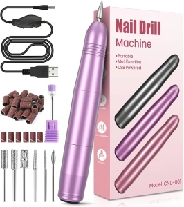 Electric Nail Files, Professional Nail Drill for Acrylic Nails Gel, Electric Nail Drill 20000 RPM, Adjustable Speed E File for Nails, Electric Manicure Pedicure Kit Gifts for Beginner Girl Women Mum