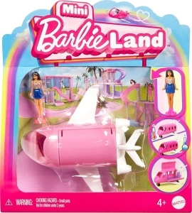 Barbie Mini BarbieLand Doll & Toy Vehicle Set, 1.5-inch Barbie Doll & Dreamplane with Working Doors & Color-Change, HYF40