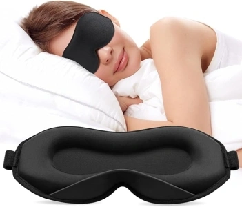 Umisleep Upgraded Sleep Mask, Perfect Sleeping Mask for Side Sleepers, 3D Ultra Soft Comfortable Eye Masks for Sleeping Women Men Kids with Adjustable Strap, Blindfold for Travel/Sleep/Nap, Black