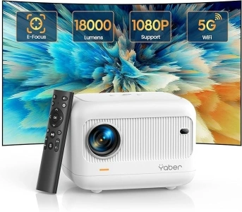 【Electric Focus】Mini Projector 18000 Lumen, YABER Portable Projector 5G WiFi Bluetooth 5.2, ±40° Keystone Correction, 300