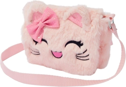 Claire's Faux Fur Pink Bunny Crossbody Bag with Adjustable Strap