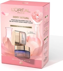 L'Oréal Paris Rosy Ritual Gift Set - Age Perfect Golden Age Rosy Re-Fortifying Day Cream 50ml, Cooling Night Cream 50ml & Complimentary Eye Mask