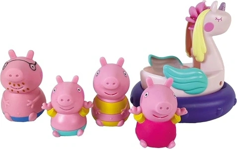 TOMY Toomies Daddy Pig, Mummy Pig, Peppa, George Bath Squirters & Peppa's Unicorn, Baby Bath Toys, Kids Bath Toys for Water Play, Fun Bath Accessories for Babies & Toddlers, Suitable for 18 Months +