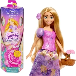 Mattel Disney Princess Rapunzel Fashion Doll Set, Spin & Reveal with 11 Surprises Including 5 Accessories, 5 Stickers & Play Scene, Inspired by Movie, HTV86, Turning and Unveiling