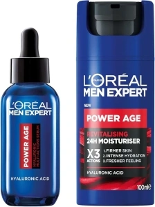 L’Oréal Paris Men Expert Power Bundle Gift Set for Men, Revitalising Moisturiser XL 100ml and Multi-action Serum 30ml, Power Age Duo With Hyaluronic Acid, for Dull and Dry Skin