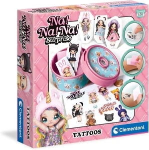 Clementoni 18658 Na Na Na Surprise lab, waterproof temporary, tattoo studio-kids' craft kits girls 7 years old, Multicolor, 4,7 x 19,8 x 19,8