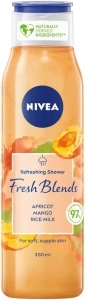 NIVEA Fresh Blends Apricot Shower Gel (300ml), Apricot-Scented Women's Shower Gel, Vegan Shower Gel Made with Natural Apricot and Mango Juice, and Plant-Based Milk