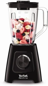 Tefal Blendforce II Blender, 2L Plastic Jug, 1.25L Effective Capacity, 600W, 4 Removable Stainless Steel Blades, Smoothie Blender, Ice Crush, 2 Speeds + Pulse Kitchen Blender, Black, BL420840