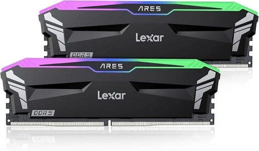 Lexar ARES RGB DDR5 RAM 32GB Kit (16GB x 2) 6400 MHz, DRAM 288-Pin UDIMM Desktop Memory, Gaming Computer Memory for XMP 3.0, AMD EXPO, CL32-38-38-76, 1.4V (LD5EU016G-R6400GDLA)