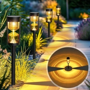 GIGALUMI Solar Lights Outdoor Garden, Outdoor Solar Lights,6 Pack Garden Solar Lights,Waterproof,Solar Hourglass Lights for Garden, Yard, Patio, Landscape, Walkway,Warm White