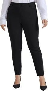 Hanna Nikole Trousers Ladies Plus Size Casual Stretch Tight High Waist Business Pants