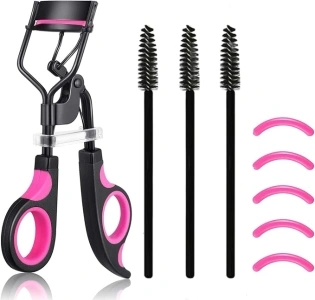 ZDXY Eyelash Curler, 3 in 1 Lash Curler Kit with 5 Extra Replacement Refill Pads Eyelash Applicator Makeup Tool, Violet Black, 1.0 count