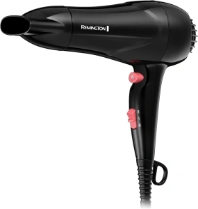 Remington Hair Dryer [Compact Blow Dryer] My Stylist (Powerful 1900W Performance, 2 Heat/Speed Settings with Cool Shot, Fast Dry Concentrator, Ceramic Ionic Grille for Even Heat, Black/Pink) D2000