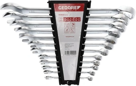 GEDORE Red Combination Spanner Set, 12 Pieces, SW 10-32, Chrome Vanadium Steel, Silver