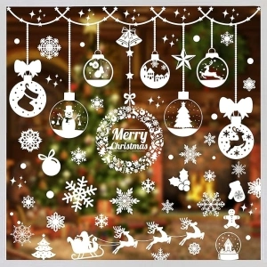 RMMD® Christmas Decorations - 10 Sheet Christmas Window Stickers Christmas Decorations Indoor Xmas Window Clings Decals Stickers for Glass Christmas Decorations Decor for Office Home