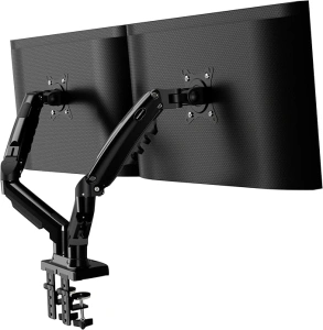 Invision Dual Monitor Arm Desk Mount for 19 to 32 Inch Screens - VESA 75 & 100mm Desk Clamp Stand - Tool Free Height Adjustment with Tilt Swivel Rotate - Increased Load Capacity from 2-9kg (MX400)