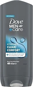 Dove Men+Care Hydrating Clean Comfort 3-in-1 Hair, Body and Face Wash with 24-hour nourishing MicroMoisture technology body wash for men 400 ml