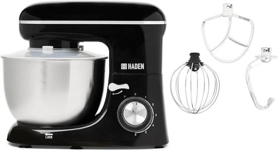 Haden 5L Stand Mixer - 1300W Heavy-Duty Kitchen Mixer with Dough Hook, Whisk & Mixer Blade Attachments, 6-Speed Control, Large Capacity Electric Stand Mixer for Bread, Cakes, and Home Baking