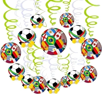 Euro Football 2024 Decorations, 30Pcs Hanging Swirls for Football theme,includes Football Flag Hanging Swirls and Hanging Swirls,Wall Party Decorations for Football