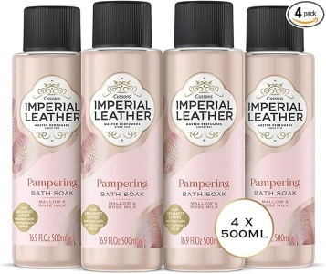 Imperial Leather Pampering Bath Soak, Mallow and Rose Milk, Rich and Creamy Bubble Bath, Gentle Skin Care, Bulk Buy, Pack of 4 x 500 ml