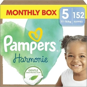 Pampers Harmonie Nappies Size 5, 152 Nappies, 11kg-16kg, Gentle Skin Protection Cushiony Soft