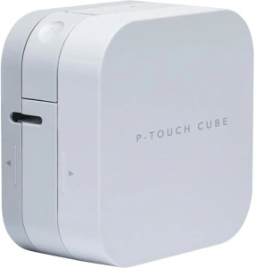 BROTHER PT-P300BT Label Maker, Bluetooth, P-Touch 'CUBE' Label Printer, Portable, Up to 12mm Labels, Includes 12mm Black on White Tape Cassette