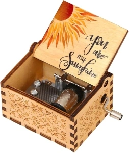 SIMDAO You are My Sunshine Music Box,Wood Music Boxes Mini Classic Vintage Hand Crank Musical Box,Gifts for Her Him on Birthday/Christmas/Valentine's Day