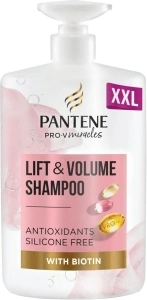 Pantene Biotin & Rose Water Hair Thickening Shampoo, Lift 'n' Volume, 1l, Silicone Free Volume Shampoo