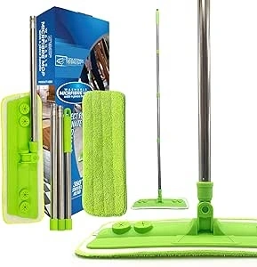 Microfibre Mop with Washable Removable Cleaning Pad for Cleaner Laminate Floor Wood Tile and Hardwood - Quickly & Simply Remove Dust Dirt from Flooring with the Microfiber Cloth Pad Mop