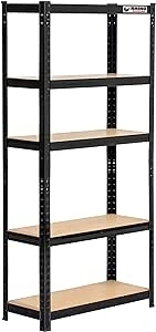 Rhino Racking - 5 Tier Heavy-Duty Industrial Storage Shelves - Black - 150x75x30cm