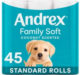 Andrex Coconut Fresh Fragrance Toilet Rolls - 45 Toilet Roll - Bulk Buy Toilet Rolls - Coconut Scented Toilet Rolls For A Fresh And Confident Clean