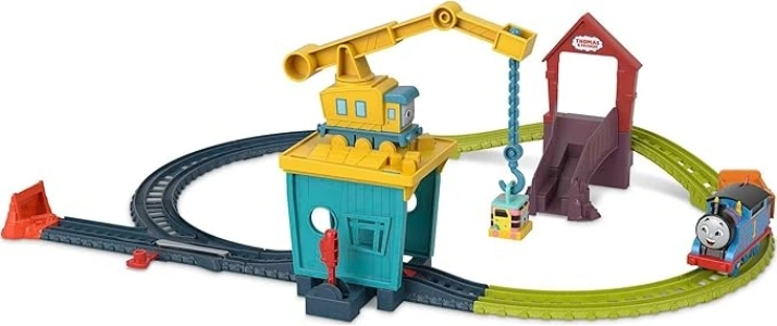 Thomas & Friends Motorized Toy Train Set Fix 'em Up Friends with Carly the Crane, Sandy the Rail Speeder & Thomas for Ages 3+ Years, HDY58