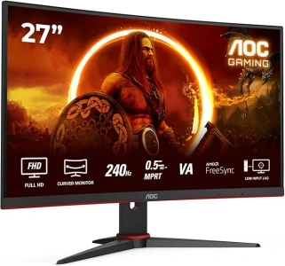 AOC Gaming C27G2ZE - 27 Inch FHD Curved Monitor, 240Hz, 0.5ms, VA, AMD FreeSync Premium, Low Input Lag (1920x1080 @240Hz, 300cd/m² HDMI/DP)