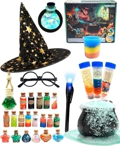 Potion Making Kit Children, itsfairypro 50+ Magic Mix Potion Bottles Hat Glasses & Invisible Pen, Mystery Box Fairy Potions Gifts Craft Kit for Kids Girls Boy Toy Gifts Age 6+