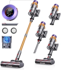 Cordless Vacuum Cleaner, 550W/45Kpa, Max 60 Mins Runtime, Wall-mounted Charging, Self-Standing, vacuum cleaner with Touch Screen, stick vacuum for Home, 2024 Latest Motor, X7A