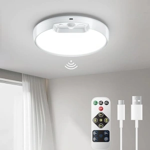 Homelist Motion Sensor Ceiling Light, 8 Inch 500LM LED Ceiling Light with Remote, 8000mAh Battery Powered Rechargeable Dimmable Sensor Lights Indoor for Bathroom Garage Shed Loft Basement Hallway