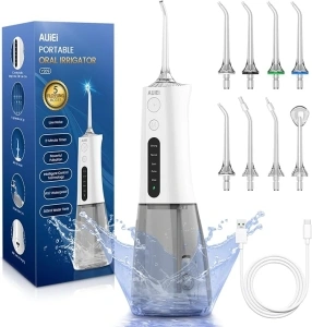 Water Flosser for Teeth Cordless Oral Irrigator Portable Dental Teeth Cleaner Picks 300ML 5 Modes, USB Rechargeable & IPX7 Waterproof Plaque Removal Tool for Travel Home Use(White)