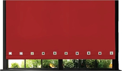 Funky Gadgets Roller Blinds Square Eyelet Light Filtering Roller Blind Daylight Trimmable Blinds Child Safe Easy Fit Metal Tube Home Office Window Blinds- Red, W60 x L165cm