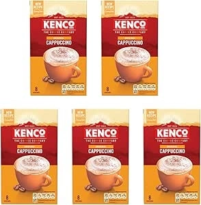 Kenco Cappuccino Instant Coffee Sachets 8x14.8g (Pack of 5, Total 40 Sachets, 592g)