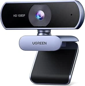 UGREEN Webcam for PC, Full HD 1080P/30fps Webcam for Laptop, Clear Stereo Audio Microphone, Auto Light Correction, 85° View Web Cam USB Camera for Live Streaming, Video Calling, Conferences