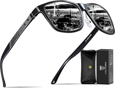 ATTCL Men's Retro Driving Polarized Sunglasses Man Al-Mg Metal Frame Ultra Light UV400 CAT 3 CE