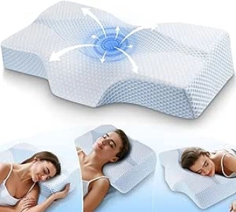 Hydomi Memory Foam Neck Support Pillow for Neck Shoulder Pain Sleeping: Orthopedic Cervical Pillow-Ergonomic Side Sleeper Pillow-Contour Bed Pillows with Washable Cover for Side Back Stomach Sleepers
