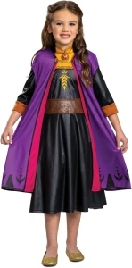 Disney Official Classic Anna Dress Frozen Travelling, Frozen Anna Costume Kids Dress up for Girls, Birthday Christmas Halloween Costume for Kids