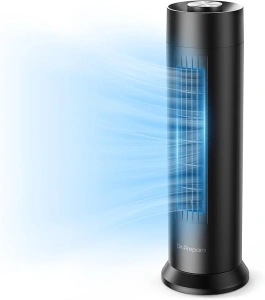 DR.PREPARE Tower Fan for Bedroom, 28 dB Quiet Cooling, 3 Speeds, Detachable Washable Bladeless Fans, 80° Oscillating Fans for Indoors, 16 Inch Portable Table Desk Fan for Home, Office