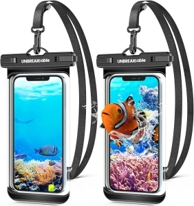 UNBREAKcable Waterproof Phone Case, 2-Pack IPX8 Universal Waterproof Phone Pouch Dry Bag for iPhone 16 15 14 13 12 11 Pro Max XR X XS SE 2022 Samsung S24 S23 S22 S21 Ultra Huawei P70 Mate 70 up to 7