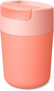 Joseph Joseph Sipp Travel mug, Hygienic, Leakproof reusable mug, Coffee & Tea Cup with Lid - 340 ml (12 fl. oz) - Coral