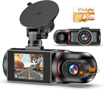 Dash Cam Front and Inside, Dashcam for Cars 1080P Dual Dash Camera with 32G Card Car Adjustable Lens Dash Cam 2 Channel with Night Vision, G-sensor, Loop Recording Dash Cams for Truck and Taxi Driver